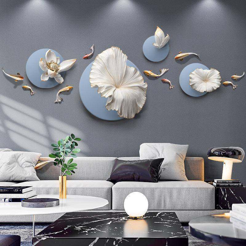 创意荷叶壁饰壁挂北欧客厅墙面装饰挂件进门玄关餐厅中式墙上挂饰