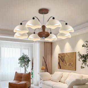 奶油中古风蛋壳客厅吊灯美式复古高级感2025新款法式主卧室灯具