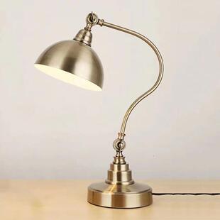 美式台灯仿古铜台灯卧室床头学习灯调光书房乡村复古护眼台灯