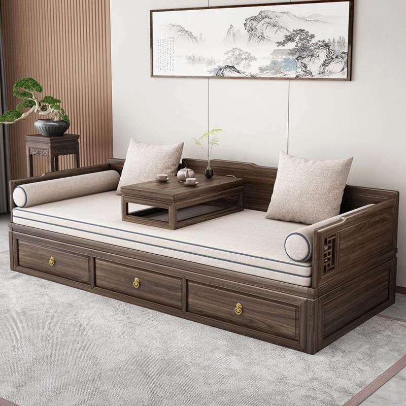南美胡桃木新中式实木罗汉床推拉伸缩储物带抽箱体客厅实木沙发床,鲜花速递/花卉仿真/绿植园艺,割草机/草坪机,淘宝优惠券,粉丝福利购,淘宝优惠卷