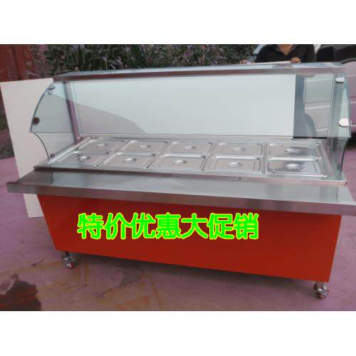 玻璃罩中式快餐车保温售饭台售菜热菜浏阳蒸菜台小碗菜汤池粥桶台