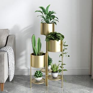 客厅阳台铁艺多层花盆架落地组合花架绿植高低叠合金属种植花桶