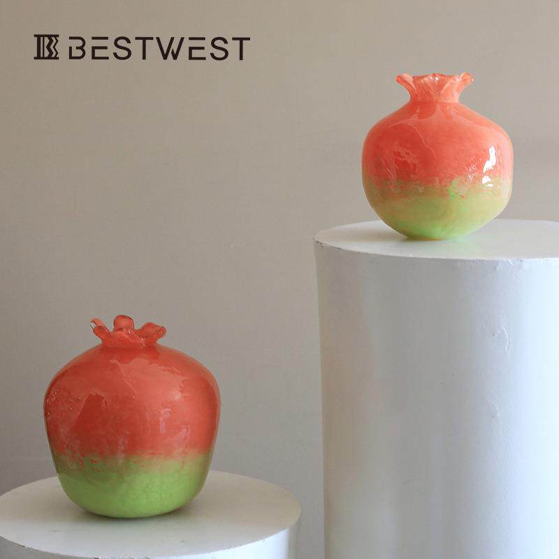 轻奢风石榴玻璃花瓶摆件高级感客厅桌面插花装饰花器餐桌鲜花器皿,工业油品/胶粘/化学/实验室用品,其他实验室设备,淘宝优惠券,粉丝福利购,淘宝优惠卷