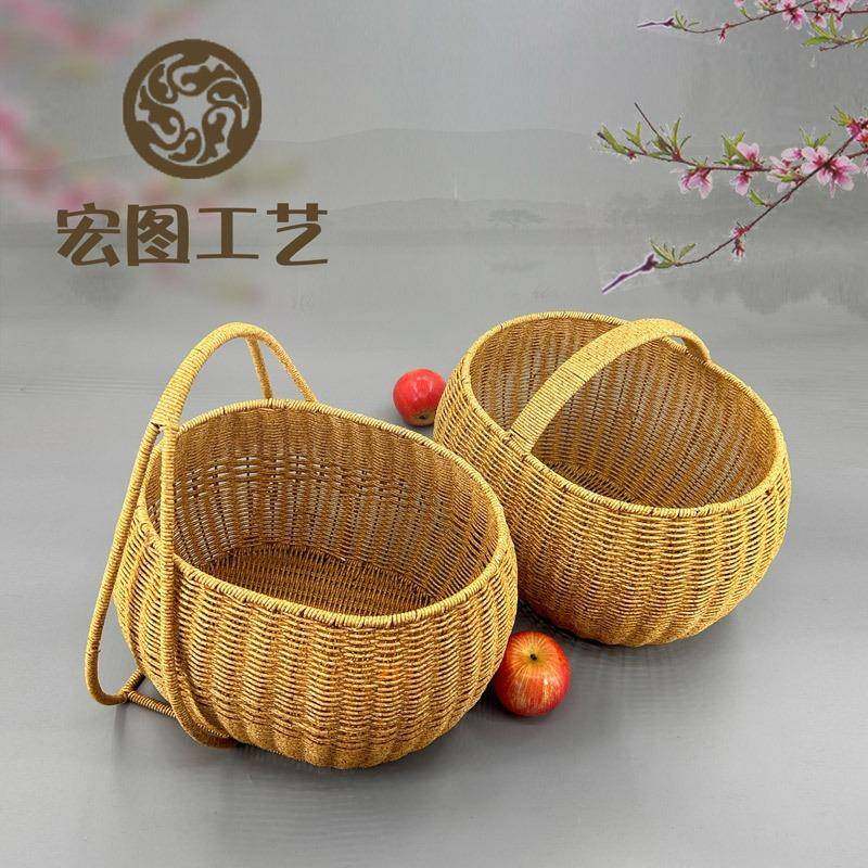 铁架编织手提篮仿藤筐椭圆形形户外野餐收纳筐水果篮蔬菜筐野餐篮,农用物资,其他肥料,淘宝优惠券,粉丝福利购,淘宝优惠卷