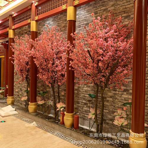 仿真桃花树粉桃花树真杆桃花树影城拍摄道具商场餐饮店造景花树