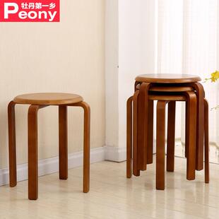 生产时尚家具凳木质凳子创意简约曲木家用圆凳木凳子餐桌凳