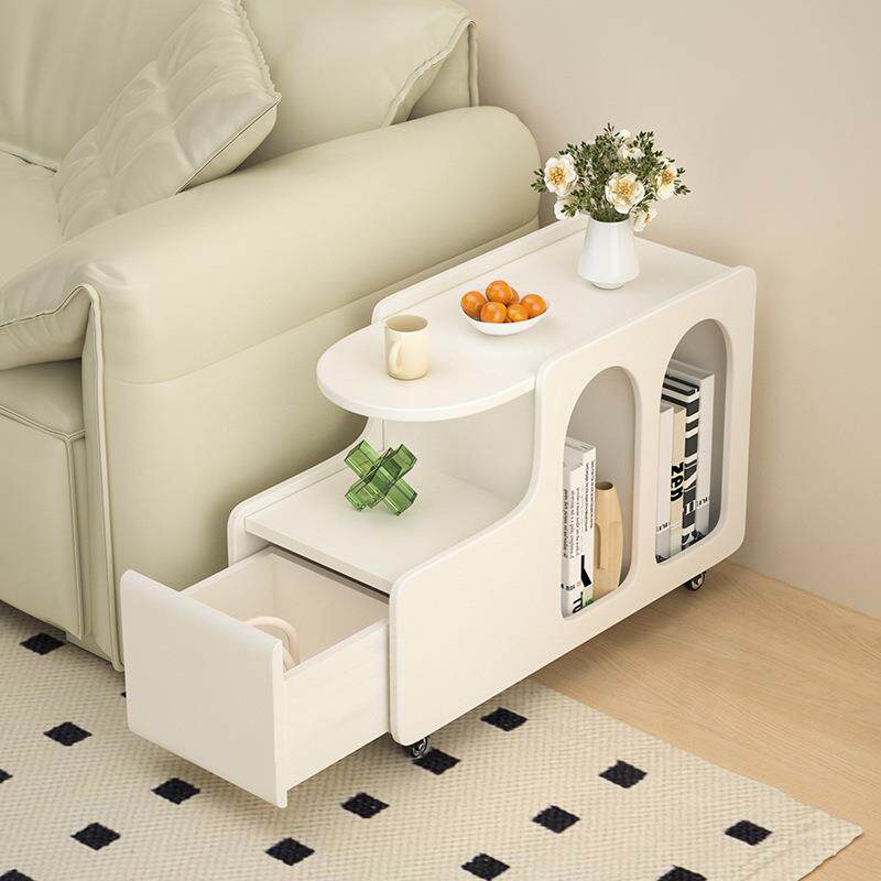奶油风茶几沙发边柜侧边柜推车小边几可移动喝茶桌小桌子简易家用