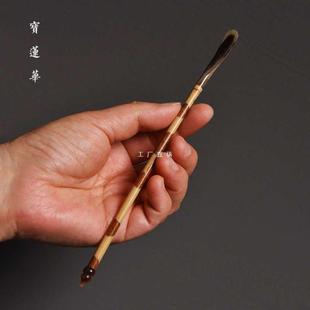 红湘妃竹镶花牛角茶拨老料红湘妃茶勺茶匙竹茶扒茶道零配六