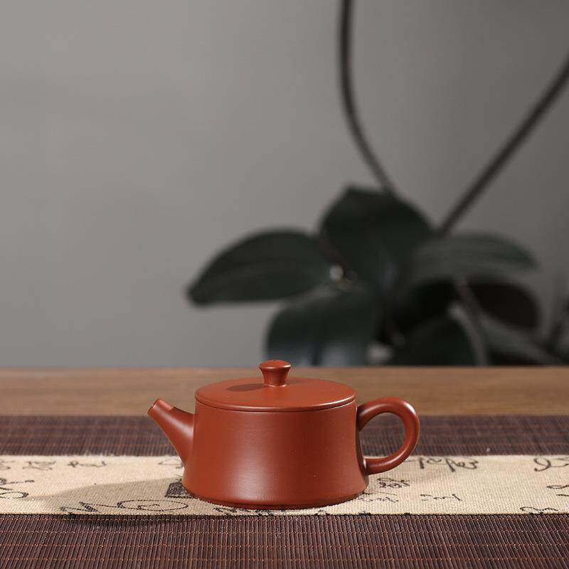 潮州朱泥全手云柱壶大口径工夫茶小茶壶纯手工家用手拉胚朱泥茶壶