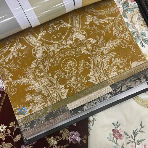 烫金绒布面料280CM宽幅定宽买高度绒布烫金法式窗帘布欧式烫金布