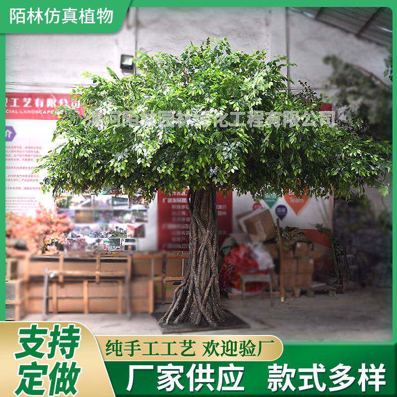 仿真榕树大型假树绿植盆栽造景装饰工程真榕树叶景观金叶榕树