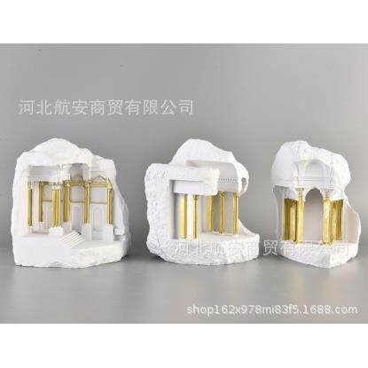 现代简约创意树脂建筑房子摆件样板房售楼处桌面抽象树脂工艺品