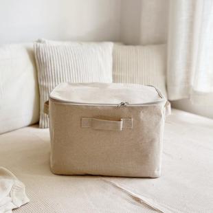 简约日式棉麻帆布收纳箱衣柜衣物被褥整理包袋收纳盒储物箱收纳筐