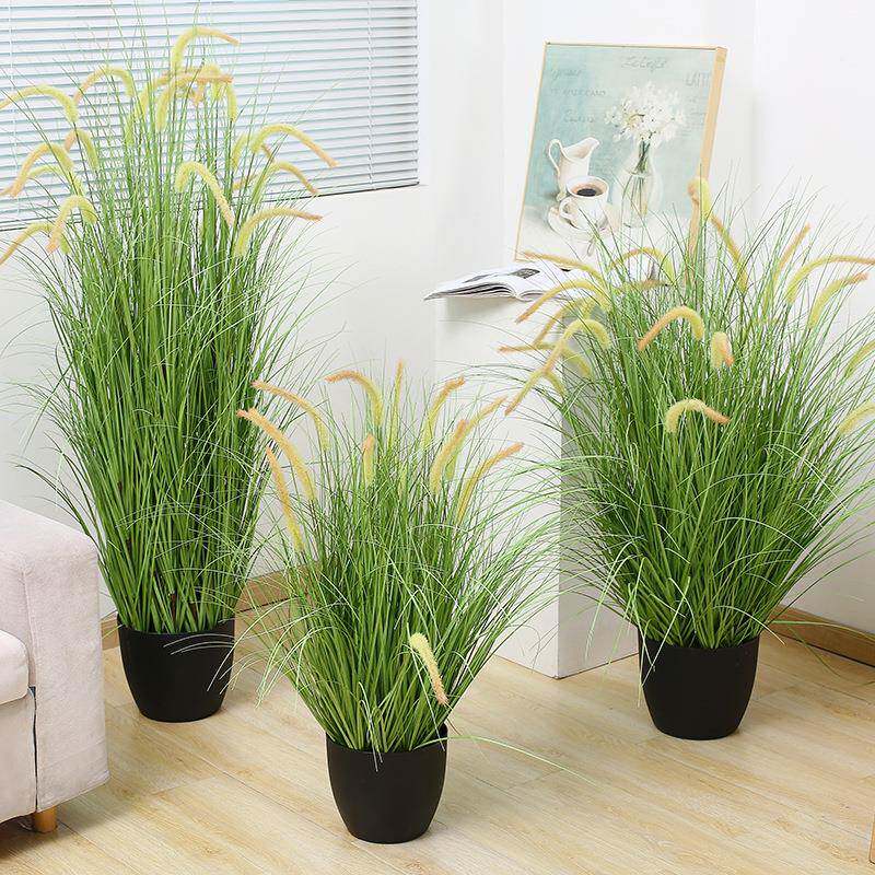 仿真植物狗尾草盆景阳台落地盆栽北欧餐厅门店装饰花仿真绿植盆栽