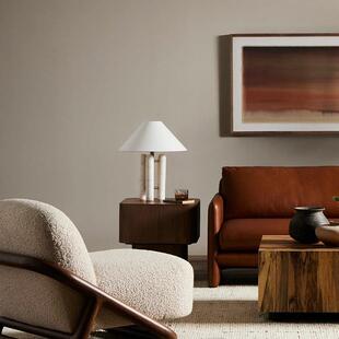 云石组合台灯设计师客厅装饰布罩灯雪花石斗笠样板房床头灯