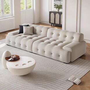 意式极简罗奇堡沙发奶油风泡泡网红直排沙发设计师小户型布艺沙发