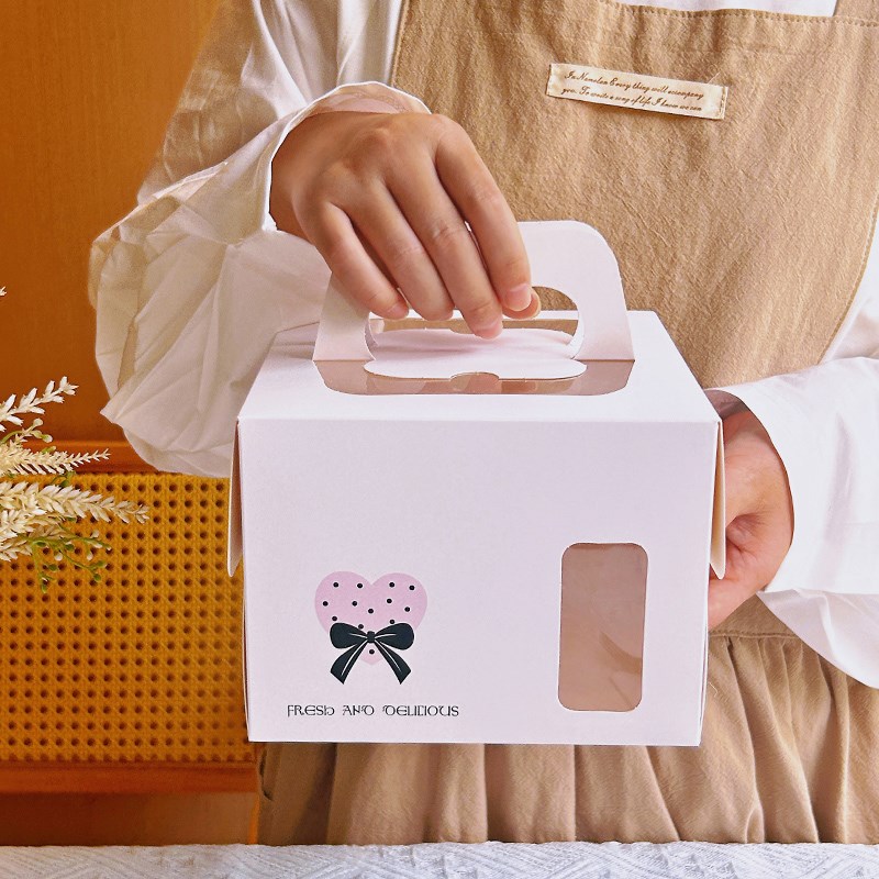 网红四寸蛋糕包装盒3/4/5/6寸手提加高加厚生日蛋糕慕斯小西点盒