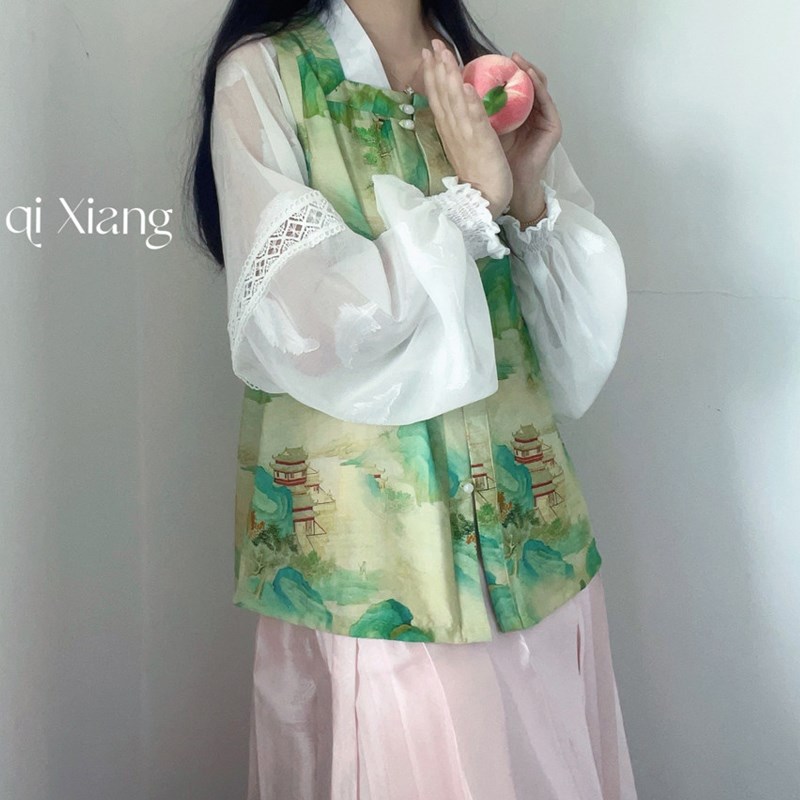 十里七巷 风起林深明制方领比甲改良交领短衫日常汉元素半裙可爱