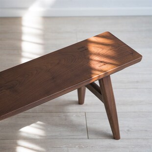 [江湖长凳]手工榫卯整装北欧纯实木黑胡桃条凳板凳换鞋丨览春木业