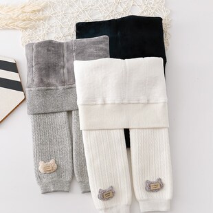 秋冬加厚宝宝打底裤大PP加绒不连脚长裤外穿婴儿保暖连裤袜女童裤