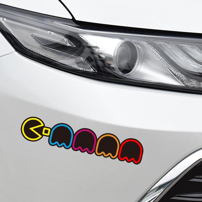 吃豆豆车贴创意个性可爱卡通电动摩托自行车划痕遮挡汽车装饰贴纸