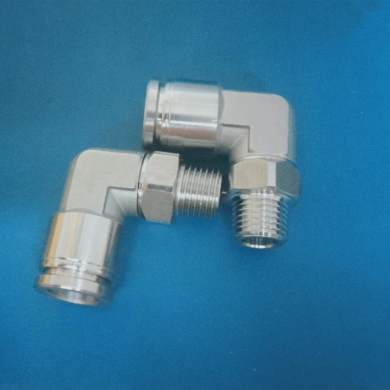 304不锈钢直角弯头可旋转PL8-02接头空压机气动气管快插快速接头