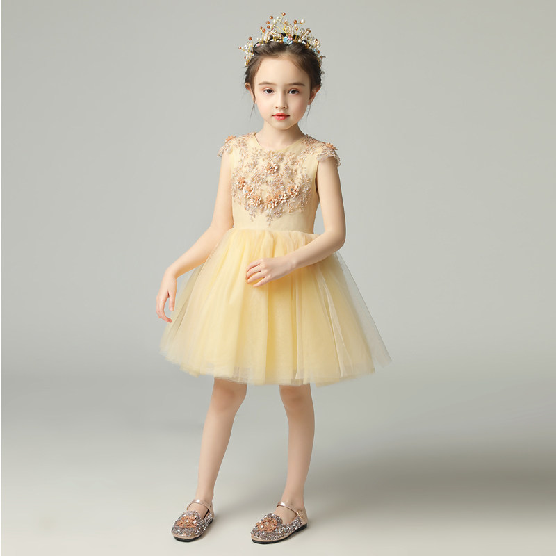儿童礼服公主裙蓬蓬纱花童婚纱小主持人晚礼服女童钢琴演出服洋气