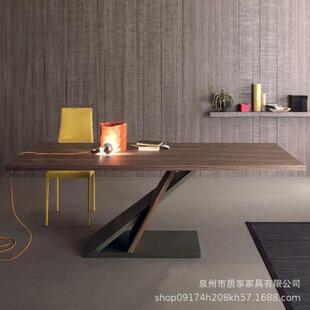 北欧风会议桌实木长桌子简约现代创意工作台洽谈长条办公桌设计师