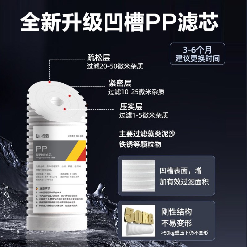 初造大胖瓶前置过滤器通用滤芯大通量10寸20寸大白瓶大蓝瓶通用