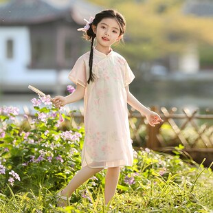 女童旗袍裙2025夏季新款儿童汉服中国风新中式古风连衣裙日常可穿