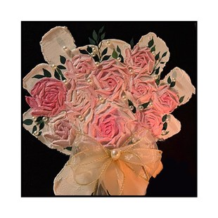 玫瑰肌理花束diy立体石英砂丙烯数字油画手工礼物填色复古装饰画