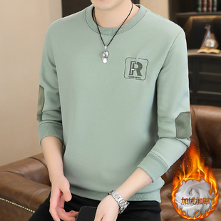 T恤秋冬男装 男士 加绒秋衣保暖长袖 上衣春秋季 衣服男 厚T恤2023新款