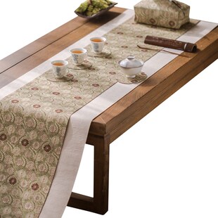 知舍卷草纹茶席礼盒装多色高端织锦双面用新中式传统禅意百搭桌旗