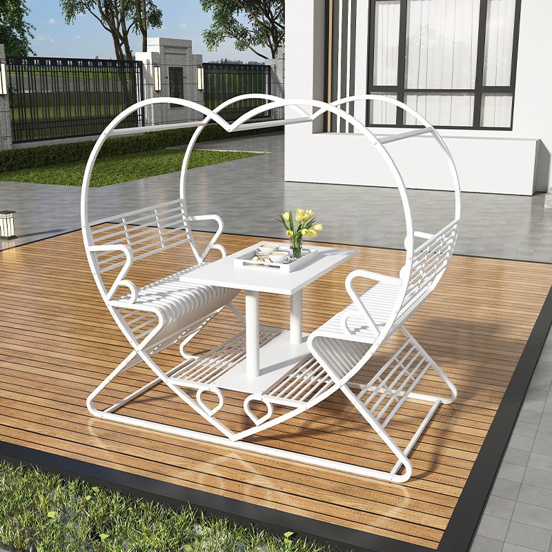 包邮户外爱心椅网红景区景点民宿摆件庭院装饰品打卡情侣心形桌椅