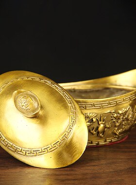 铜开盖元宝摆件 铜元宝摆件