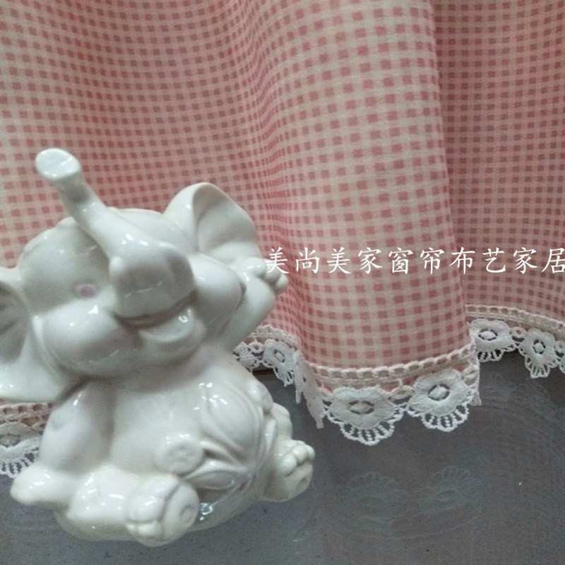 田园格子小清新厨房洗手台橱柜半帘门帘短帘咖啡帘防尘帘包邮定制