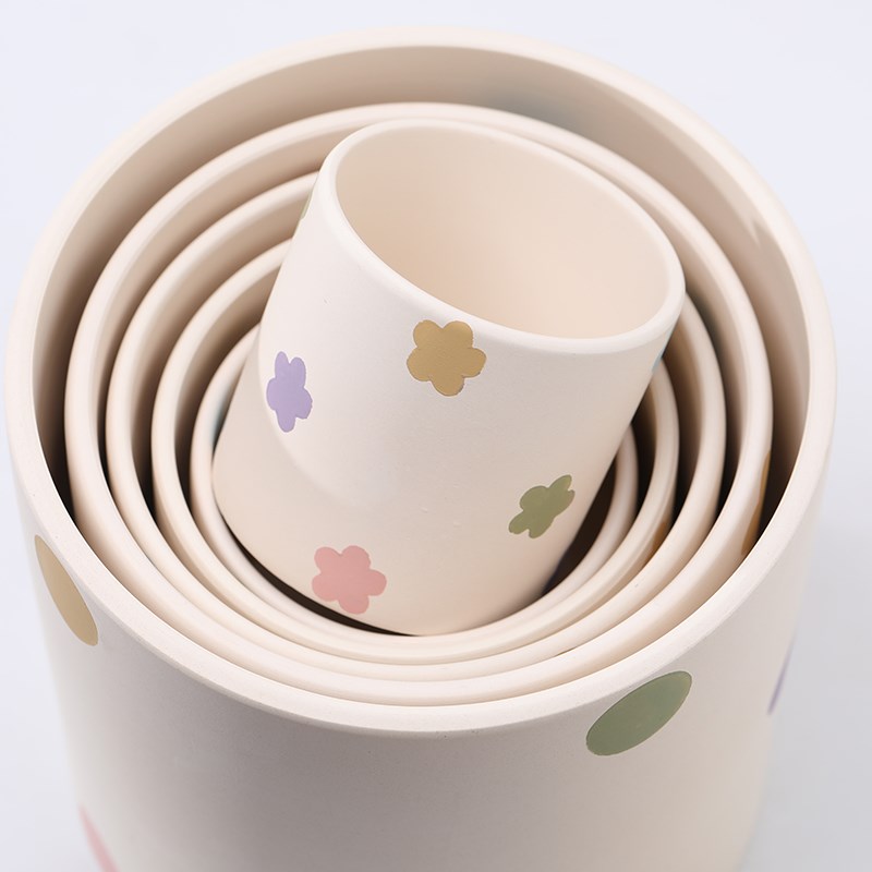 简约好看手工彩印陶土花盆素烧白陶瓷器自吸水有孔绿植盆栽蝴蝶兰