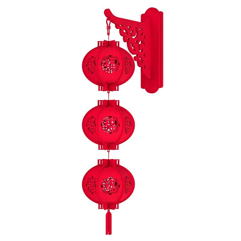 2025蛇年新年装饰珠宝店服装店商场布置植绒小红灯笼挂饰挂件高档