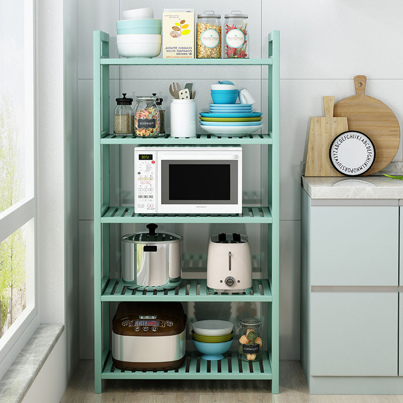 厨房收纳置物架落地多层夹缝家用小尺寸放锅具盆调味瓶楠竹木架子