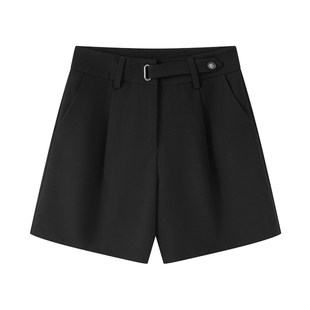 奈格薇儿小个子黑色短裤女2024新款夏季休闲百搭高腰a字显瘦裤子