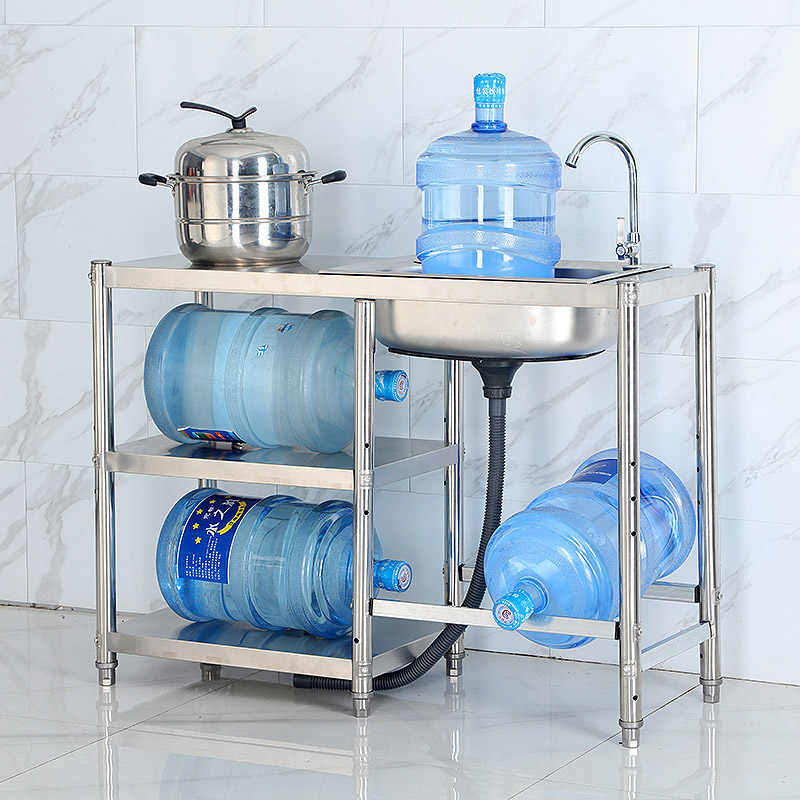 厨房不锈钢水槽单槽洗碗池洗菜盆带落地支架水池盆一体式操作台面