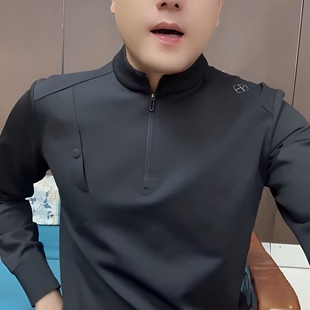 小衫男士秋冬新款纯色半拉链商务长袖户外运动舒适通气男士小衫