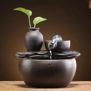 简约陶瓷循环流景GXF水件摆办鱼公室客厅桌面喷泉禅意微观缸家居