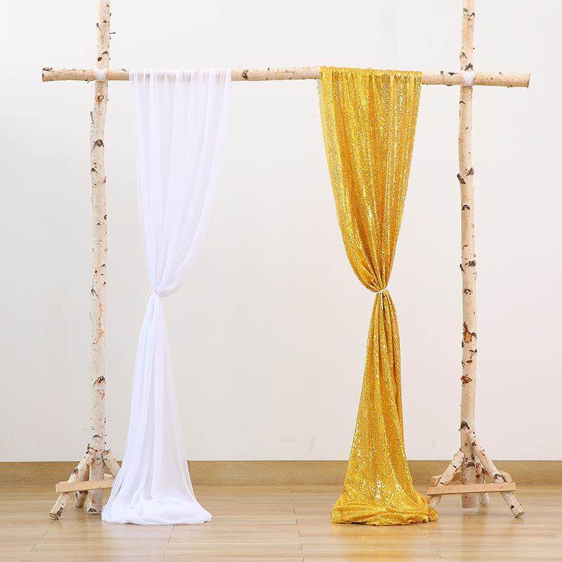 户外珍雪HCP38珠白+亮片金帷幔2片装草坪纺婚礼背景装布婚庆拱门