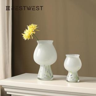 法式 饰器花样板K2505间 中古高脚玻璃花瓶摆件高轻奢级感客插花装