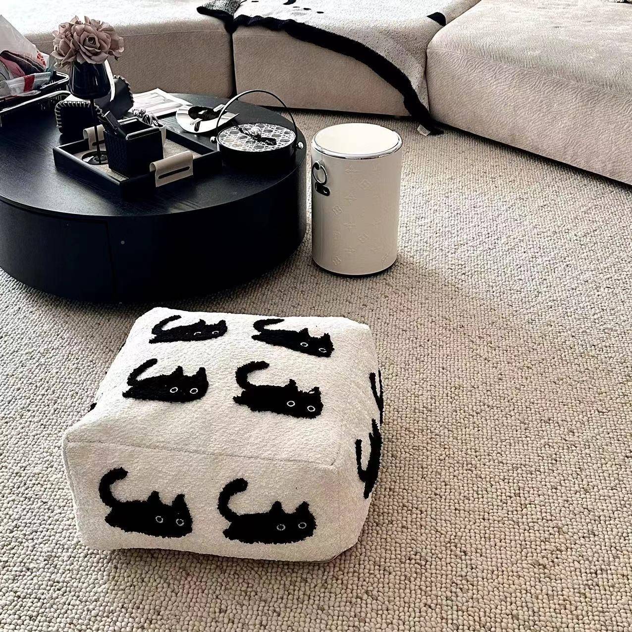 懒人沙专用坐蒲团脚凳家四季通用含芯可拆AL07洗矮凳发北欧墩风坐