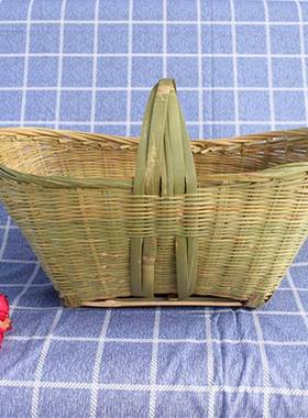 篮子纯编织手WLL工竹编菜子篮筐手提篮水果篮篮菜竹收纳筐竹制品