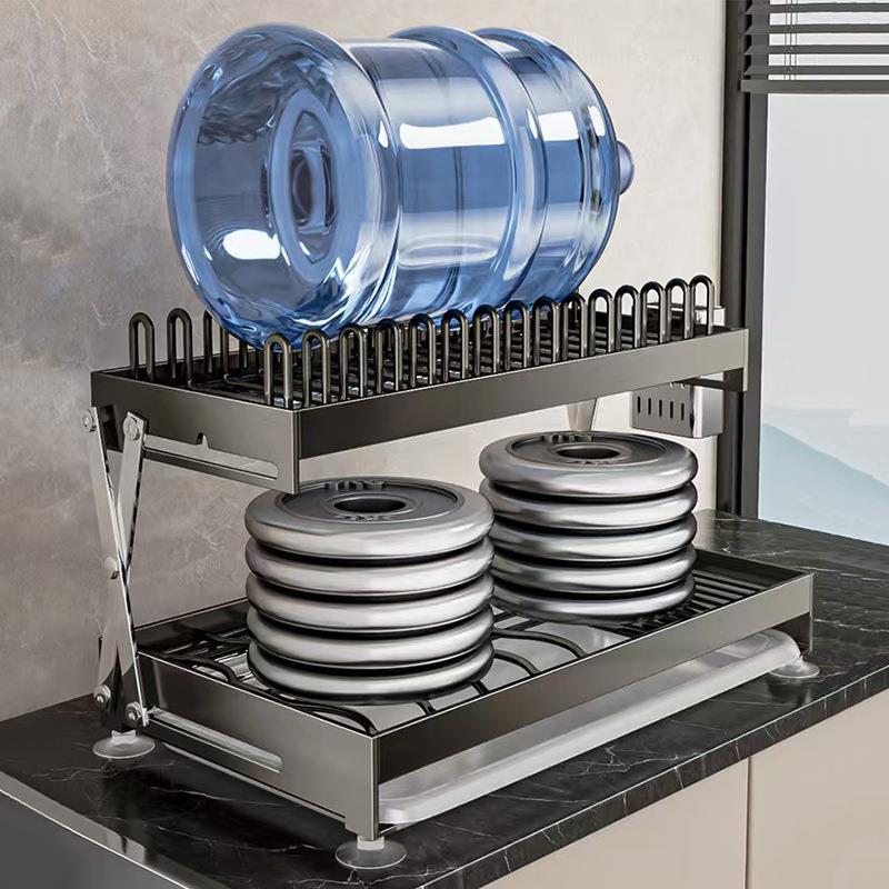 可折叠碗MJ-6461碟收纳架厨房免孔碗架沥水架勺台面打式多层碗盘