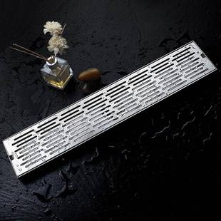 304不锈钢75浴室地漏长方道形0大排管量花D3C120-D园室外11长条下