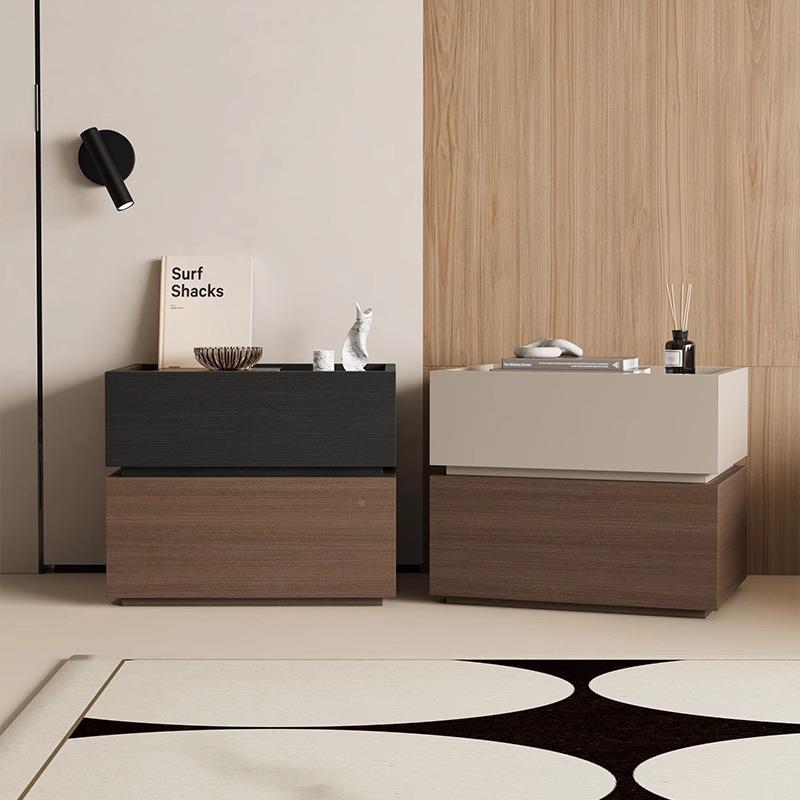 卧意实木免漆板床创头柜简约现代家用室小型轻高级感奢床头WVV收